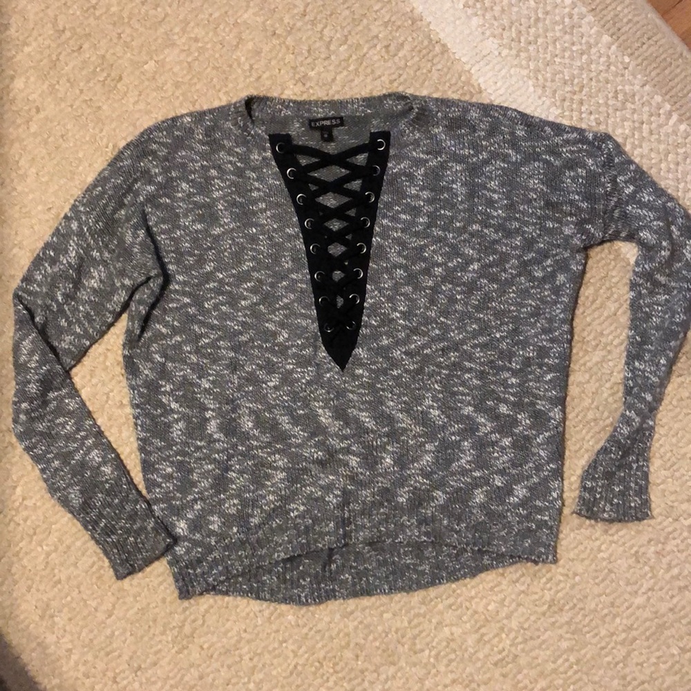 Lace up sweater